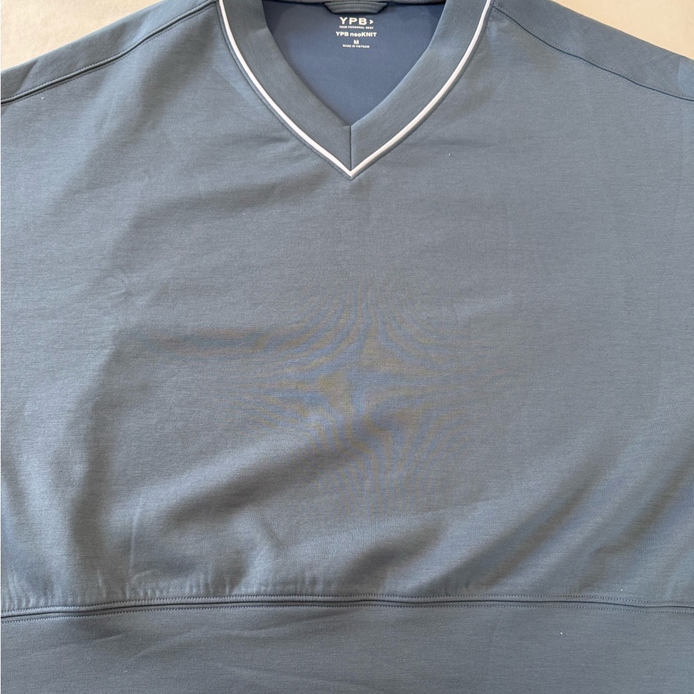 Abercrombie & Fitch Slate Blue V-Neck Sweatshirt with White Piping
